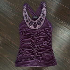 Vintage Y2K Plum Beaded Top